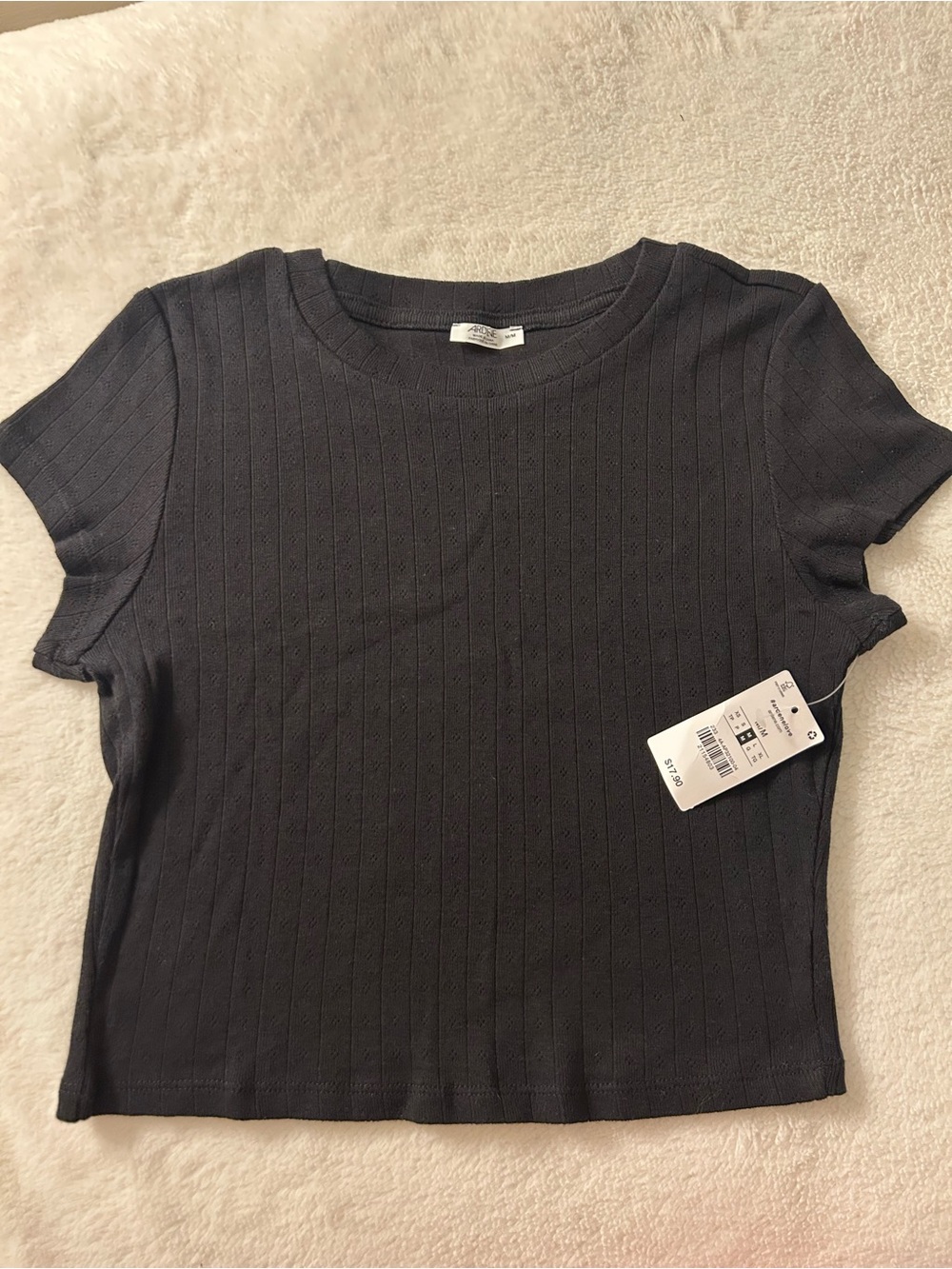 Ardene Black Ribbed Crop Top